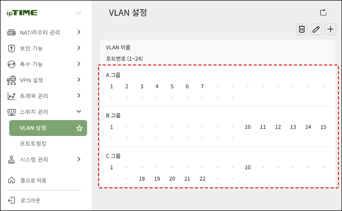 여러 VLAN 그룹