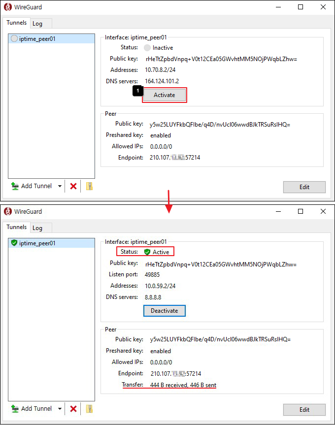 Activate로 VPN 연결