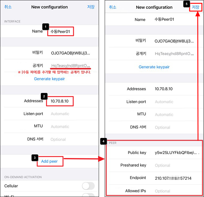 Interface 및 Peer 값 입력
