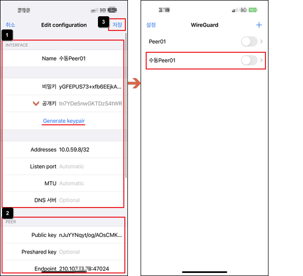 Interface, Peer 값 입력
