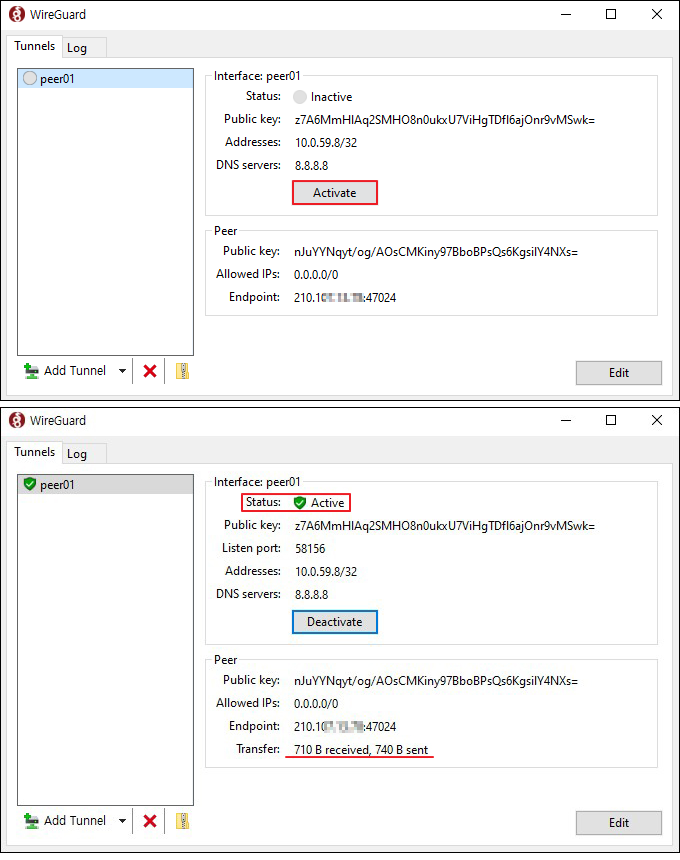 Activate로 VPN 연결