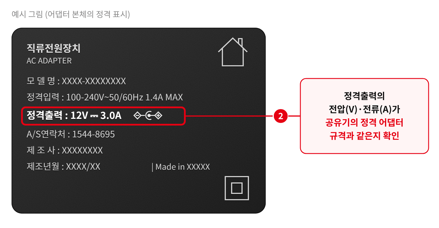 어댑터 정격 표시 예시